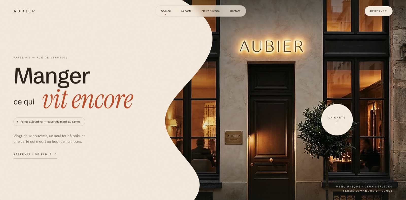 Page d’accueil du site AUBIER réalisé par OBT Agency