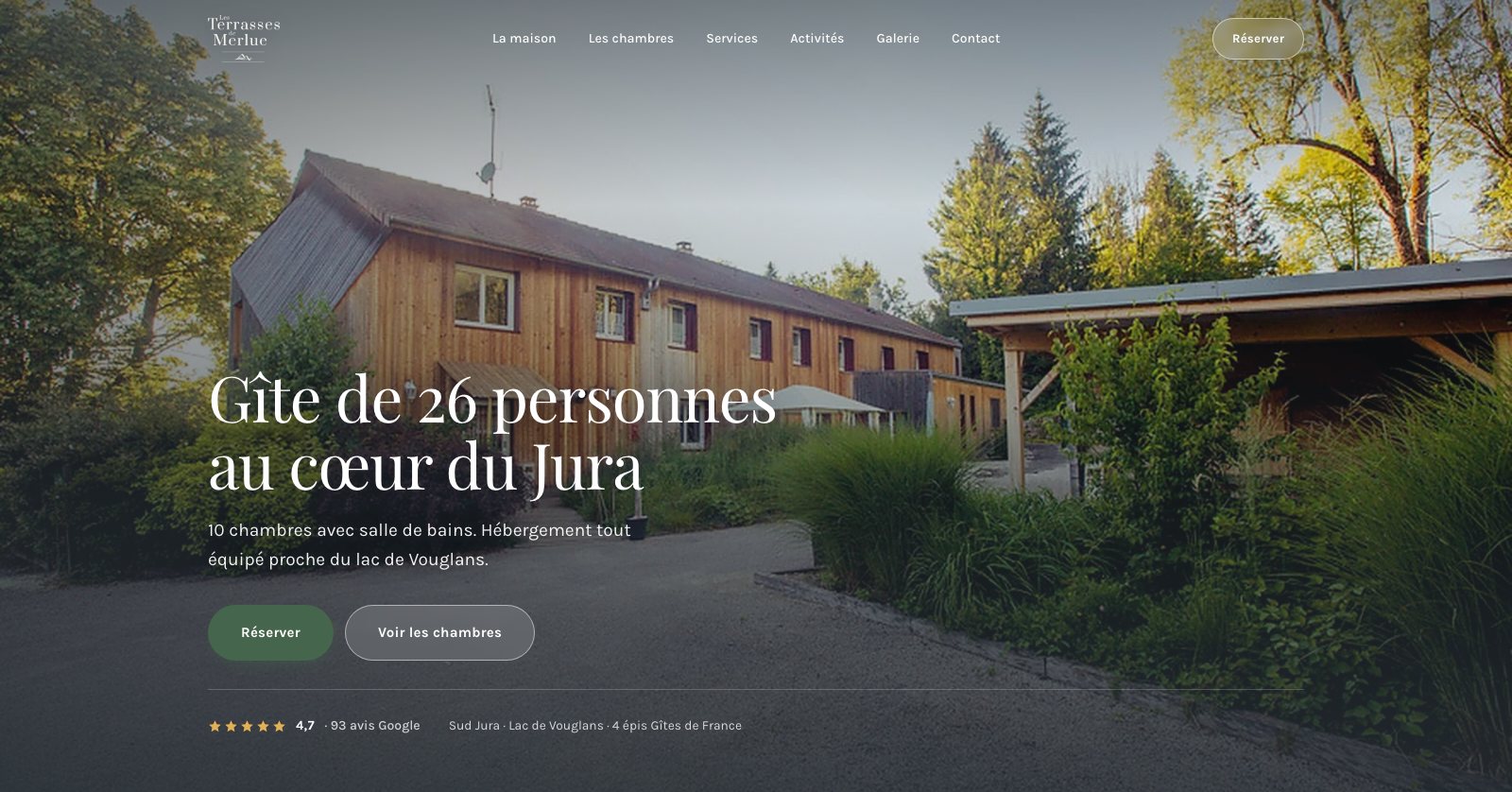 Page d’accueil du site Les Terrasses de Merlue réalisé par OBT Agency